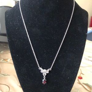 Avon Necklace with Garnet Pendant